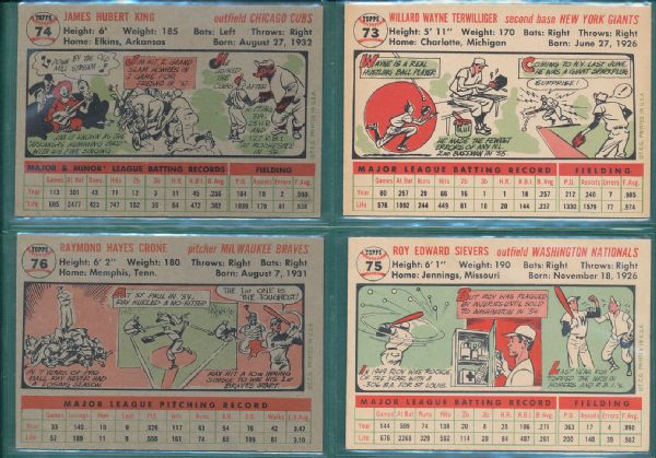 1956 Topps 20 Card Lot W/Terwilliger NRMT