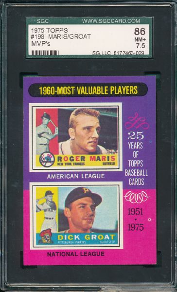 1975 Topps 5 Card MVP Lot SGC 86