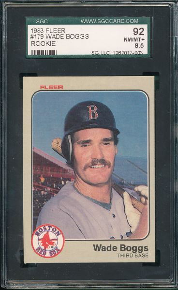 1983 Fleer #179 Wade Boggs Rookie SGC 92