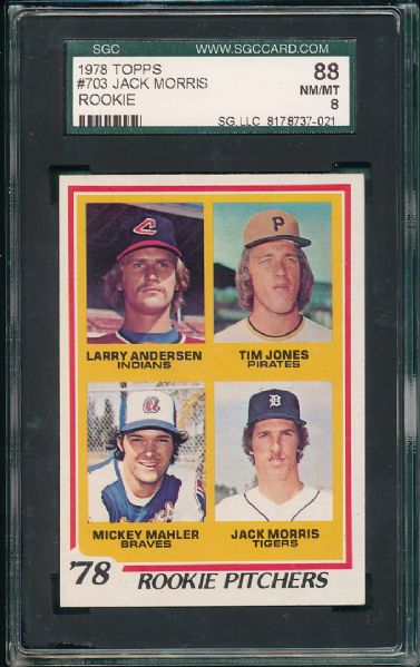 1978 Topps #703 Jack Morris 5 Card Lot, Rookie, SGC 88