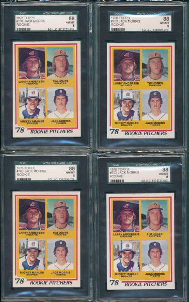 1978 Topps #703 Jack Morris 5 Card Lot, Rookie, SGC 88