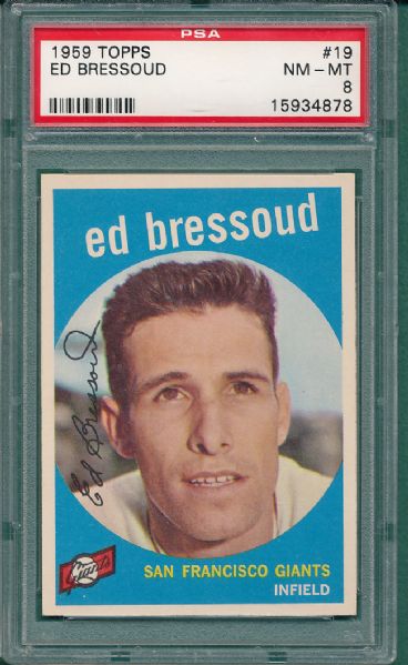 1959 Topps #19 Ed Bressoud Tough Series PSA 8 