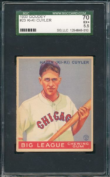 1933 Goudey #23 Hazen Ki-Ki Cuyler SGC 70