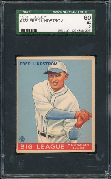 1933 Goudey #133 Fred Lindstrom SGC 60