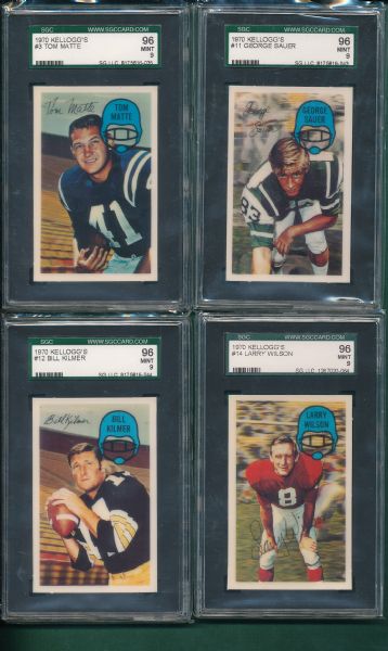 1970 Kellogg's 7 Card Lot W/Hall of Famers SGC 96 MINT