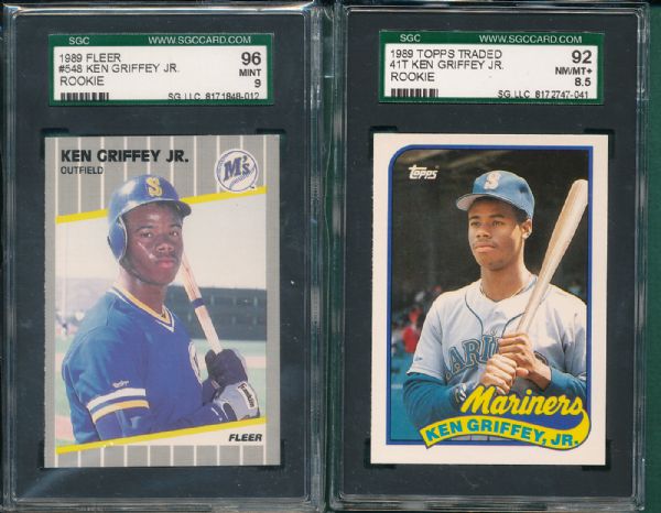 1989 Fleer #548 Ken Griffey Jr. Rookie 5 Card Lot Hi Grade SGC 