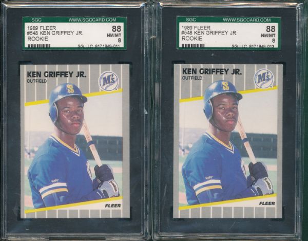 1989 Fleer #548 Ken Griffey Jr. Rookie 5 Card Lot Hi Grade SGC 