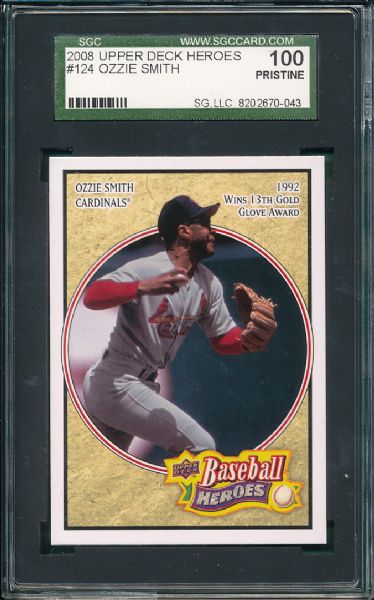 2008 Upper Deck Heroes Ozzie Smith & Hochevar SGC 100 Pristine