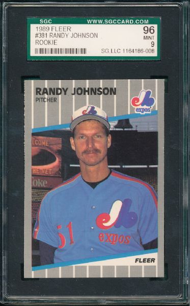 1989 Fleer #381 Randy Johnson Rookie 5 Card Lot SGC 