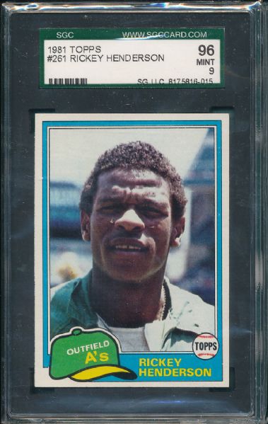 1981 Topps #261 Rickey Henderson 4 Card Lot SGC 96 MINT