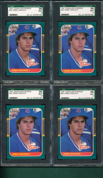 1987 Donruss Rookies #52 Greg Maddux Rookie 5 Card Lot SGC 96