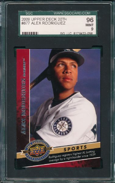 2009 Upper Deck 20th 3 card Lot W/Alex Rodriguez SGC 96 MINT