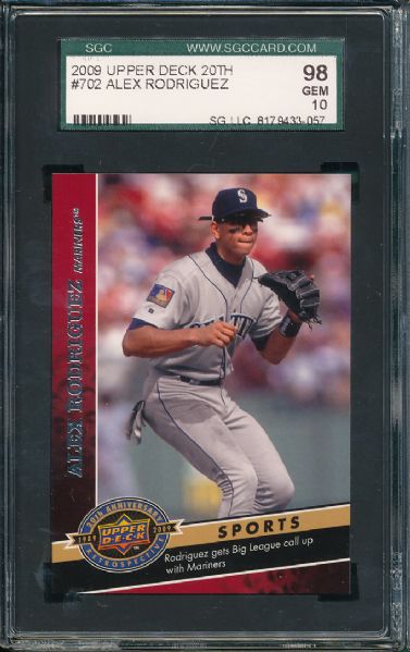 2007 & 2009 Alex Rodriguez 2 Card Lot SGC 98 GEM MINT