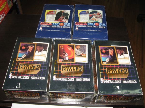 1990-91 Skybox & Hoops 5 Unopened Boxes 