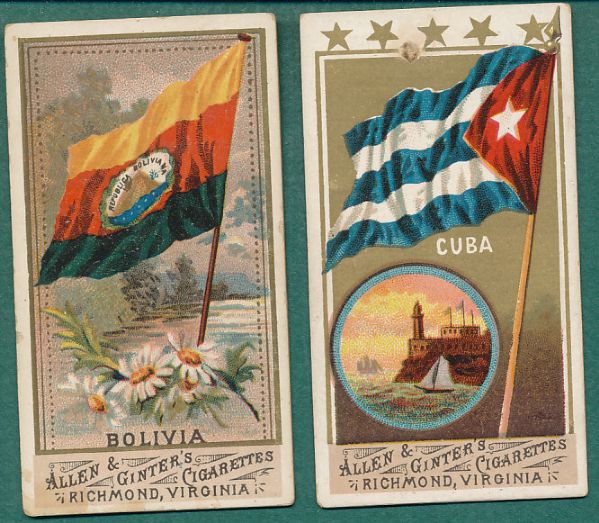 1888 Allen & Ginter N9 Flags of All Nations 16 Card Lot