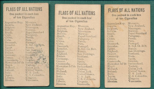 1888 Allen & Ginter N9 Flags of All Nations 16 Card Lot