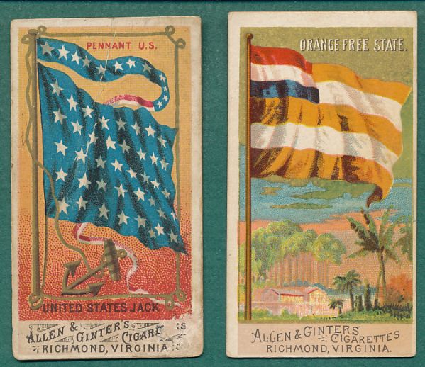 1888 Allen & Ginter N9 Flags of All Nations W/2nd Series, Union Jack 15 Card Lot