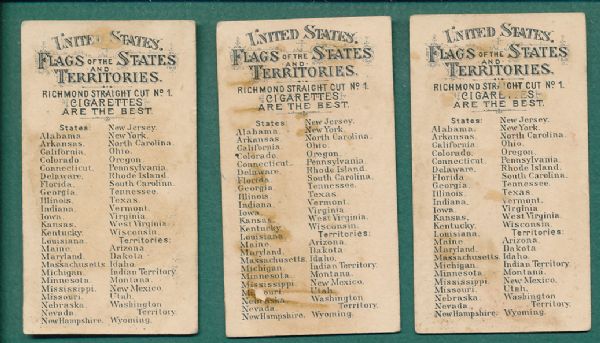 1888 Allen & Ginter N11 Flags of the States and Territories Florida 12 Card Lot