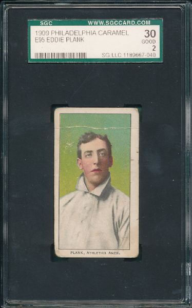 1909 E95 Eddie Plank Philadelphia Caramel Co. SGC 30