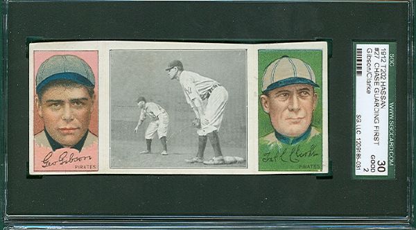 1912 T202 #027 Chase Gaurding First Gibson/Clarke Hassan Cigarettes Triple Folder SGC 30