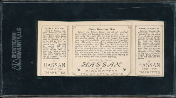 1912 T202 #027 Chase Gaurding First Gibson/Clarke Hassan Cigarettes Triple Folder SGC 30