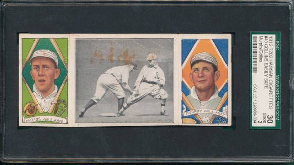 1912 T202 #040 Collins Easily Safe Collins/Murphy Hassan Cigarettes Triple Folder SGC 30