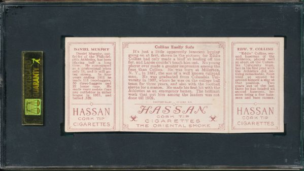 1912 T202 #040 Collins Easily Safe Collins/Murphy Hassan Cigarettes Triple Folder SGC 30