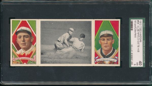 1912 T202 #058 Elberfeld Gets His Man Milan/Elberfeld Hassan Cigarettes Triple Folder SGC 40