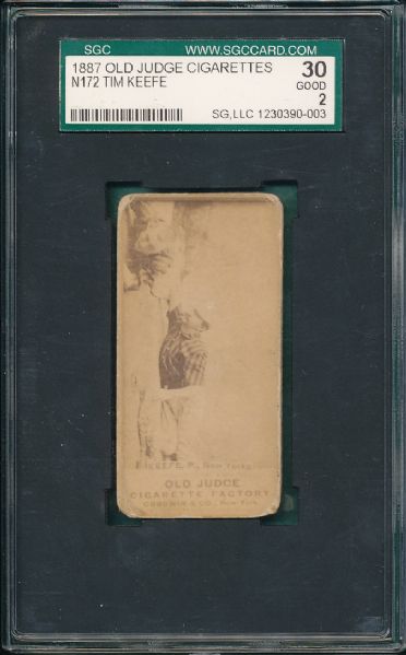 1887 N172 Tim Keefe (251-8) Old Judge Cigarettes SGC 30 *Horizontal/ 2 Player*