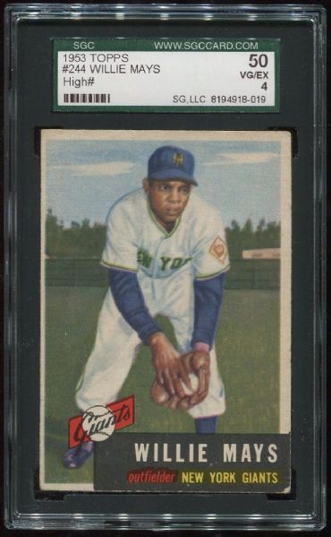 1953 Topps #244 Willie Mays Hi # SGC 50