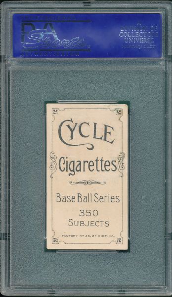 1909-1911 T206 Street, Portrait Cycle Cigarettes PSA 2