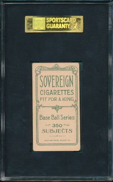 1909-1911 T206 Cravath Sovereign Cigarettes SGC 50