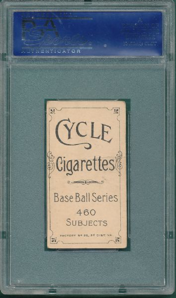 1909-1911 T206 Payne Cycle 460 Cigarettes PSA 2