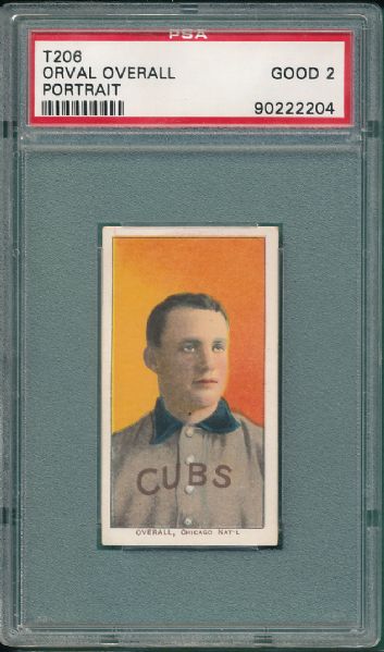 1909-1911 T206 Overall, Portrait Sweet Caporal Cigarettes PSA 2 *Big Factory Number On Bottom*