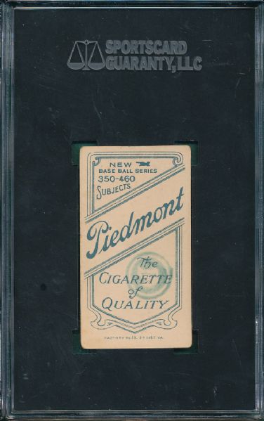 1909-1911 T206 Seymour, Portrait Piedmont Cigarettes SGC 20 *Back Stamp*