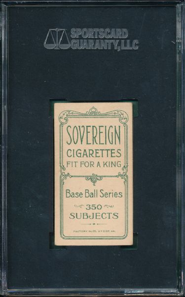 1909-1911 T206 Stovall, Portrait Sovereign Cigarettes SGC 50