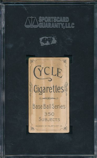 1909-1911 T206 Tannenhill, Jesse Cycle Cigarettes SGC 20 *Low Pop*