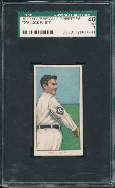 1909-1911 T206 White, Jack Sovereign Cigarettes SGC 40