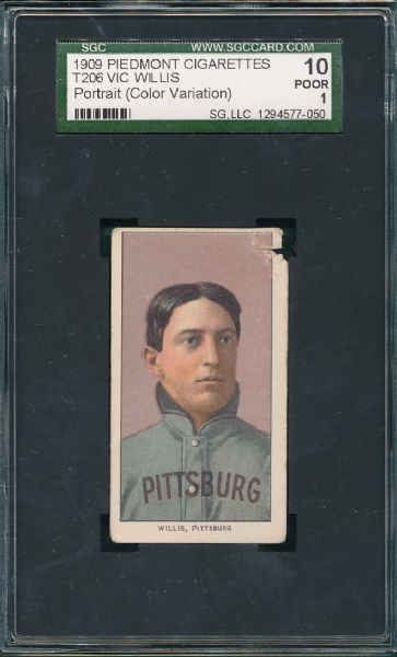 1909-1911 T206 Wilis, Portrait, Piedmont Cigarettes SGC 10 *Color Variation*