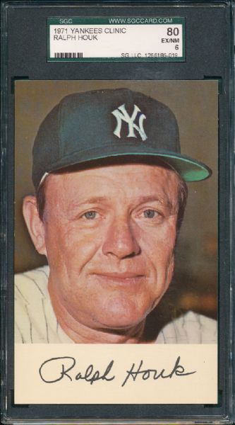 1971 Yankees Clinic Postcard Ralph Houk SGC 80