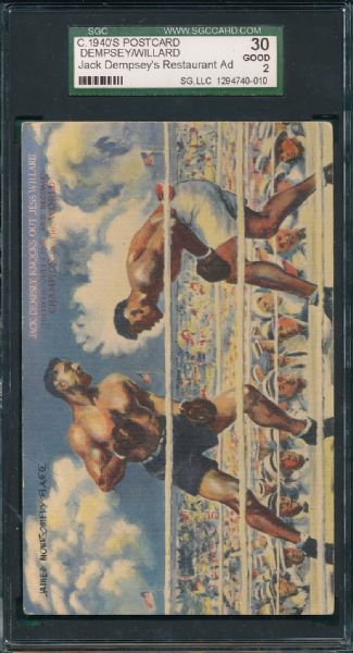 1940s Postcard Jack Dempsey SGC 30