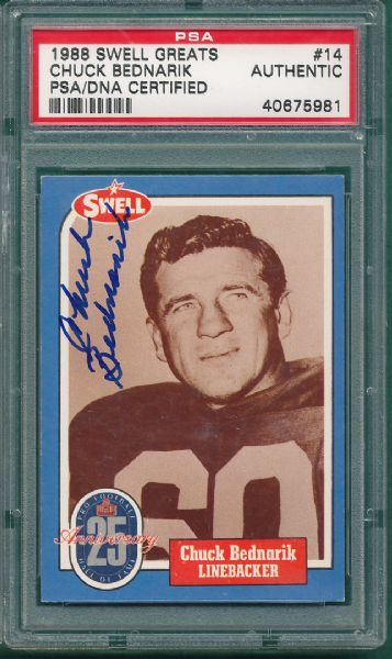 1988 Swell #14 Chuck Bednarik *Autographed* PSA/DNA