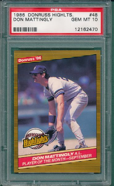 1986 Donruss Don Mattingly 2 Card Lot PSA 10