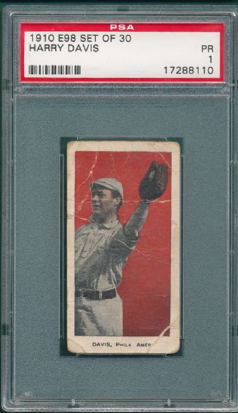 1910 E98 Harry Davis, Red, PSA 1