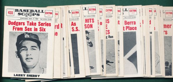 1961 Nu-Card Baseball Scoops, 64 Card Lot