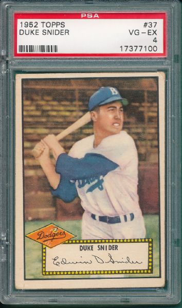 1952 Topps #37 Duke Snider PSA 4 *Gray Back*