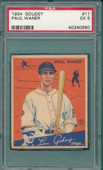 1934 Goudey #11 Paul Waner PSA 5