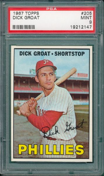 1967 Topps #205 Dick Groat PSA 9 MINT