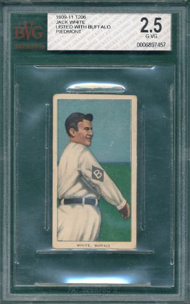 1909-1911 T206 White, Jack Piedmont Cigarettes BVG 2.5