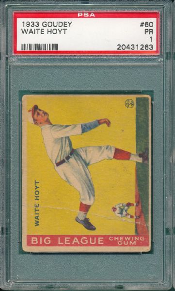 1933 Goudey #60 Waite Hoyt PSA 1